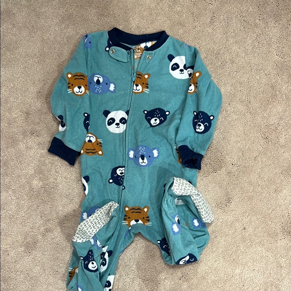 Blue Animal Print Footie Onesie
